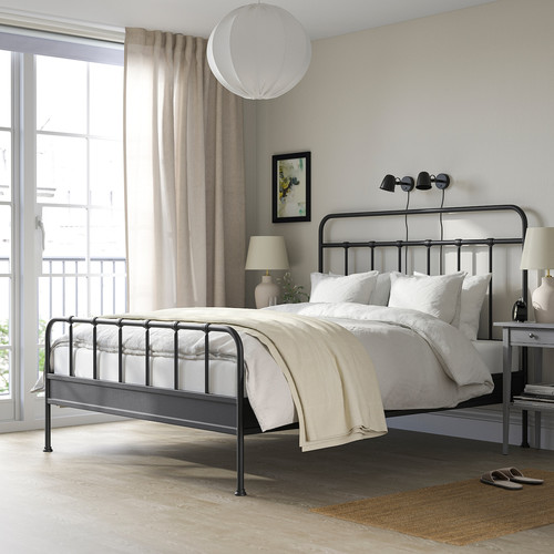 STJÄRNÖ Bed frame, anthracite/Leirsund, 160x200 cm