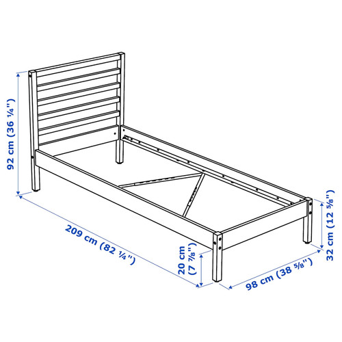 TARVA Bed frame, pine, Luröy, 90x200 cm