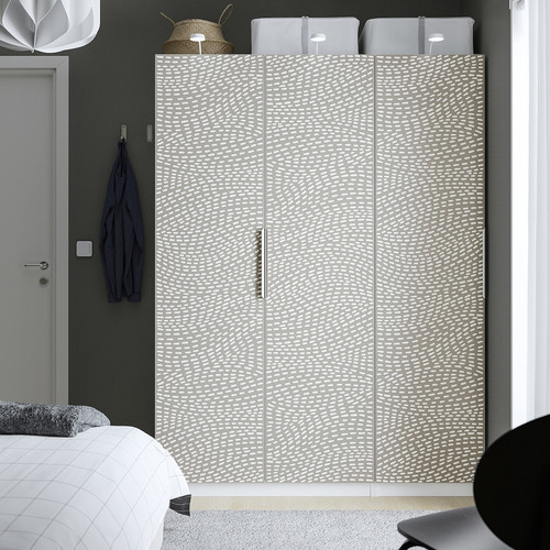 PAX / MISTUDDEN Wardrobe combination, white/grey patterned, 150x60x201 cm