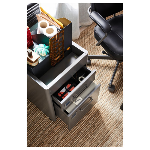 IDÅSEN Drawer unit with smart lock, dark grey, 42x61 cm