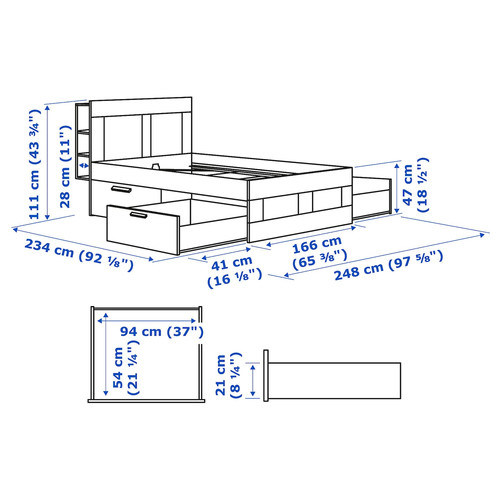 BRIMNES Bedroom furniture, set of 2, white, 160x200 cm