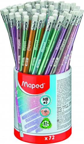 Maped Pencil with Eraser Glitter HB 72pcs