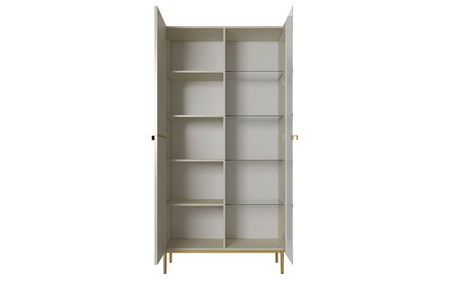 High Cabinet Display Cabinet Nicole, cashmere, gold legs