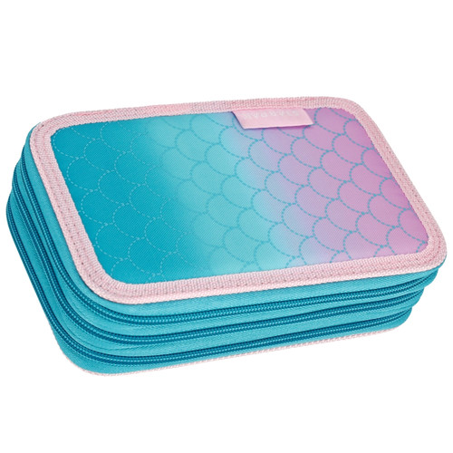 Pencil Case with 3 Zippers & School Accessories Ombre Mermaid