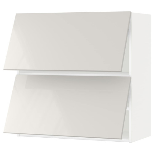 METOD Wall cab horizo 2 doors w push-open, white/Ringhult light grey, 80x80 cm