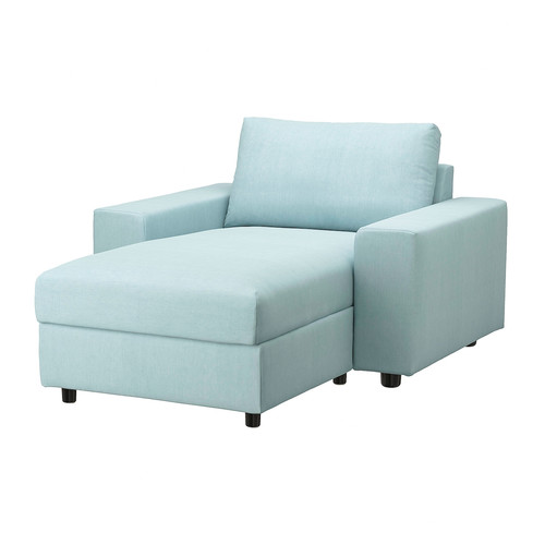 VIMLE Cover for chaise longue, with wide armrests/Saxemara light blue