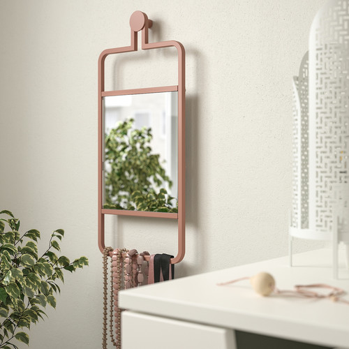 GRANVÅG Mirror, wall hanging/pink, 22x48 cm