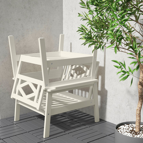 BONDHOLMEN Armchair, outdoor, white/beige