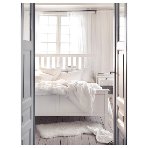 HEMNES Bed frame, white stain, 160x200 cm