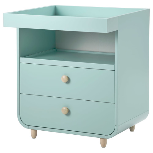 MYLLRA Changing table with drawers, light turquoise