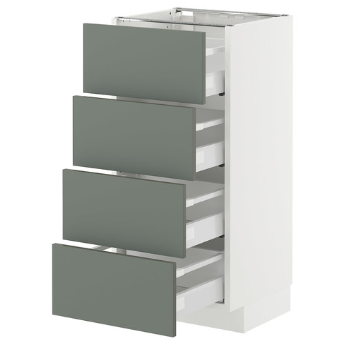 METOD / MAXIMERA Base cab 4 frnts/4 drawers, white/Nickebo matt grey-green, 40x37 cm