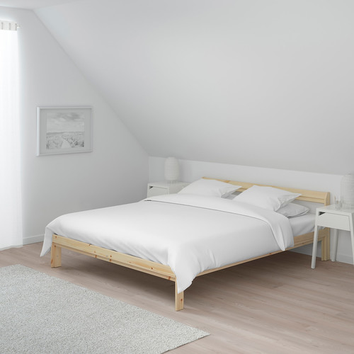 NEIDEN Bed frame, birch, Luröy, 140x200 cm