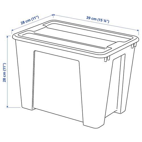 SAMLA Box with lid, transparent, 39x28x28 cm/22 l