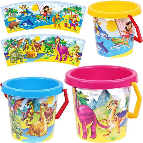 Beach Sand Bucket for Kids Dinosaurs 16cm, 1pc, assorted colours