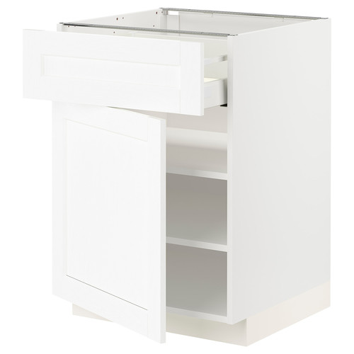 METOD / MAXIMERA Base cabinet with drawer/door, white Enköping/white wood effect, 60x60 cm