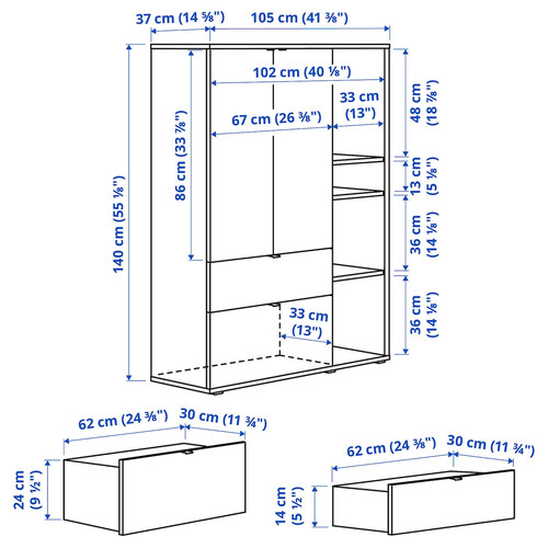 VIHALS Storage combination, white, 245x47x140 cm