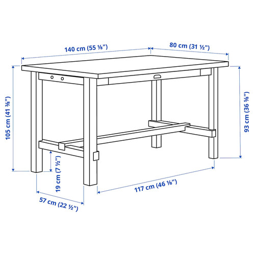 NORDVIKEN Bar table, black, 140x80 cm