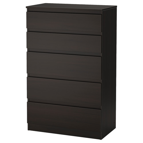 KULLEN Chest of 5 drawers, black-brown, 70x112 cm