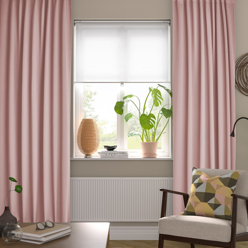 SANELA Curtains, 1 pair, pale pink, 140x300 cm