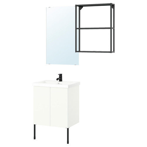 ENHET Bathroom, anthracite/white, 64x43x87 cm