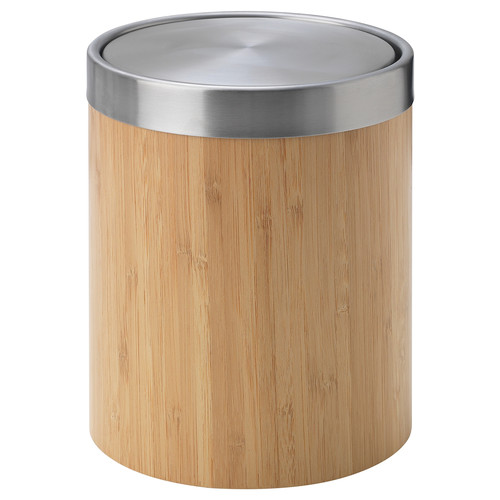 TRÄSKET Waste bin, stainless steel/bamboo veneer, 3 l