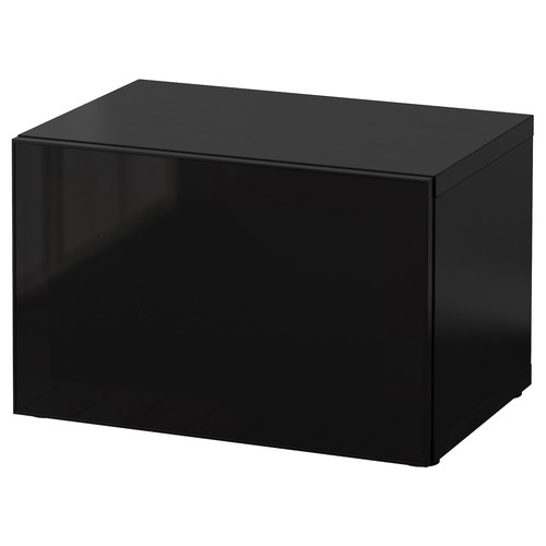 BESTÅ Shelf unit with glass door, black-brown, Glassvik black/smoked glass, 60x40x38 cm