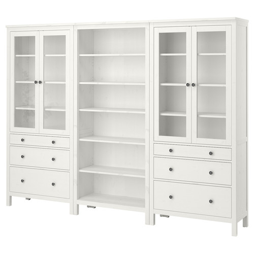 HEMNES Storage combination w doors/drawers, white stain, 270x197 cm