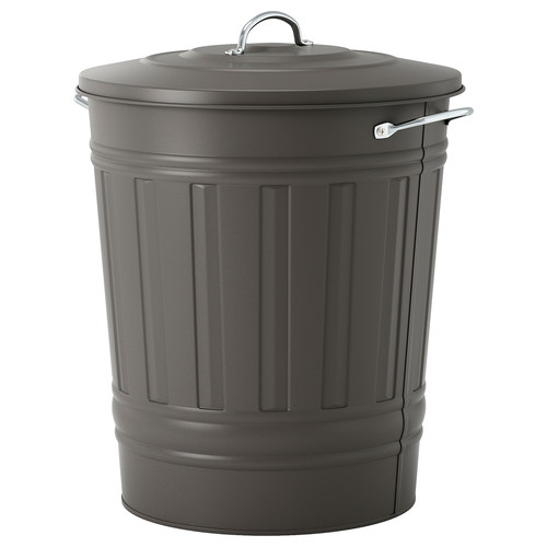 KNODD Bin with lid, grey, 40 l