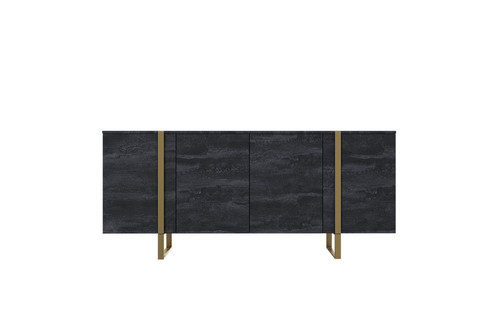 Four-Door Cabinet Verica 200cm, charcoal/gold legs