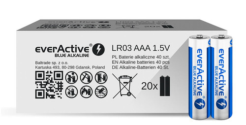 EverActive LR03/AAA Batteries 1100mAh Blue Alkaline 40 Pack