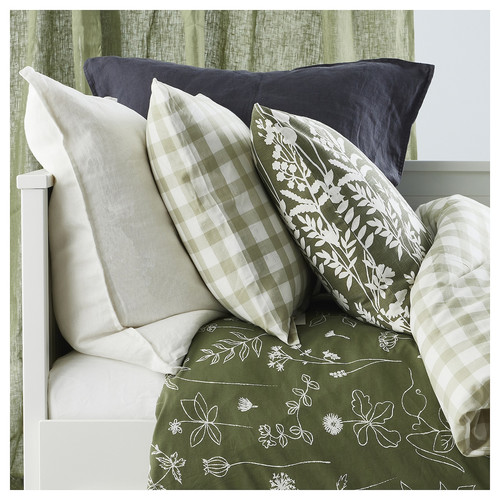 ROTVECKLARE Cushion cover, grey-green/white, 50x50 cm