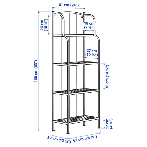 LÄCKÖ Shelving unit, outdoor, grey, 61x160 cm