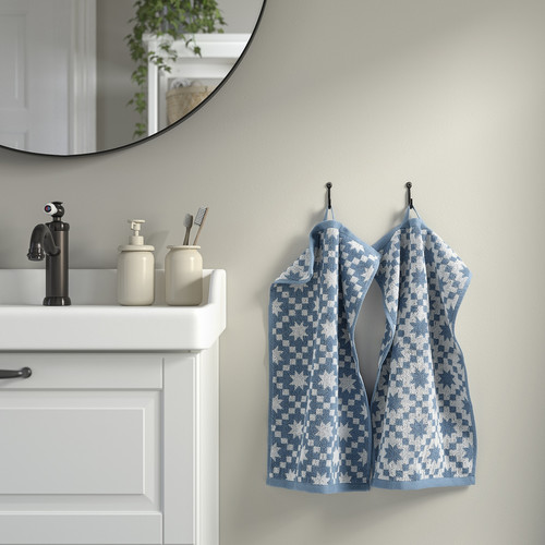 PILGULDMAL Guest towel, dark grey-blue/white, 30x50 cm