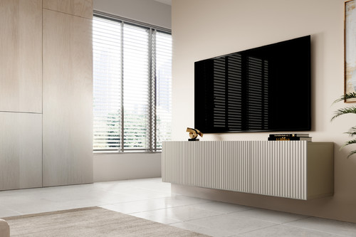 Wall-Mounted TV Cabinet Nicole 150 cm, cashmere/matt cashmere