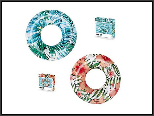 Bestway Inflatable Swim Ring Flowers 119cm, assorted colours, 1pc, 3+