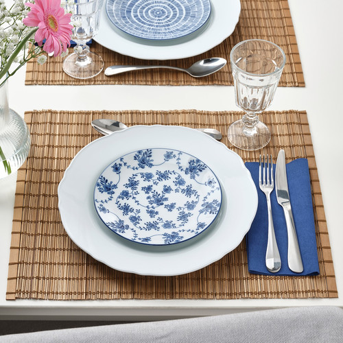 ENTUSIASM Side plate, patterned/blue, 18 cm, 4 pack