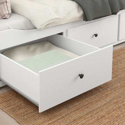 HEMNES Day-bed w 3 drawers/2 mattresses, white/Åfjäll medium firm, 80x200 cm