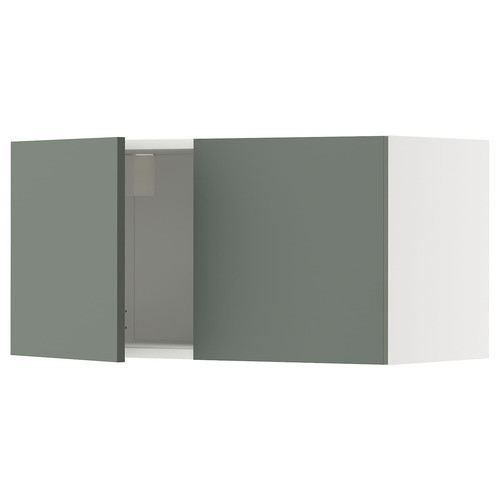 METOD Wall cabinet with 2 doors, white/Nickebo matt grey-green, 80x40 cm