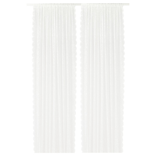 LILLYANA Sheer curtains, 1 pair, white, flower, 145x300 cm