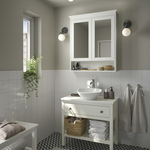 HEMNES / VÄSTERSJÖN Open wsh-stnd w drw/wash-basin/tap, white, 82x48x90 cm