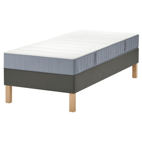 LYNGÖR Divan bed, Vesteröy firm/light blue dark grey, 90x200 cm