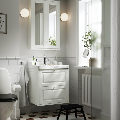 TÄNNFORSEN Mirror cabinet with doors, white, 60x15x95 cm