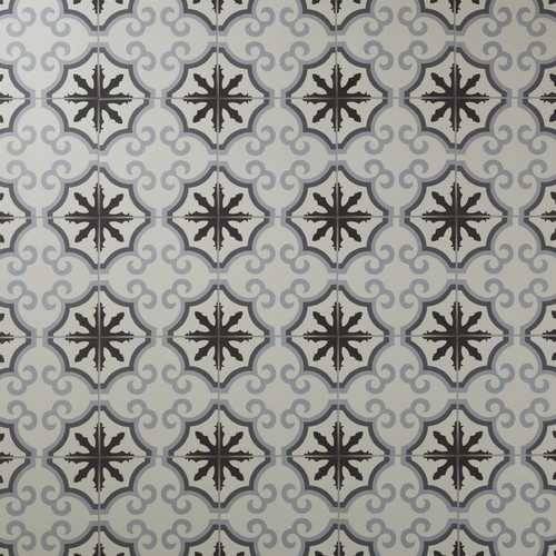 Gres Wall/Floor Tile Hydrolic Design 3 Colours 20 x 20 cm, b&w flower, 1 m2