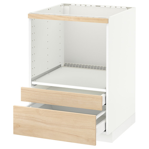 METOD / MAXIMERA Base cabinet f combi micro/drawers, white/Askersund light ash effect, 60x60 cm