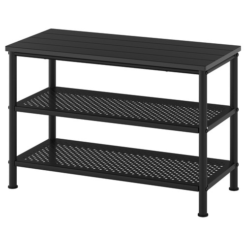 PINNIG Bench with shoe storage, black, 79 cm