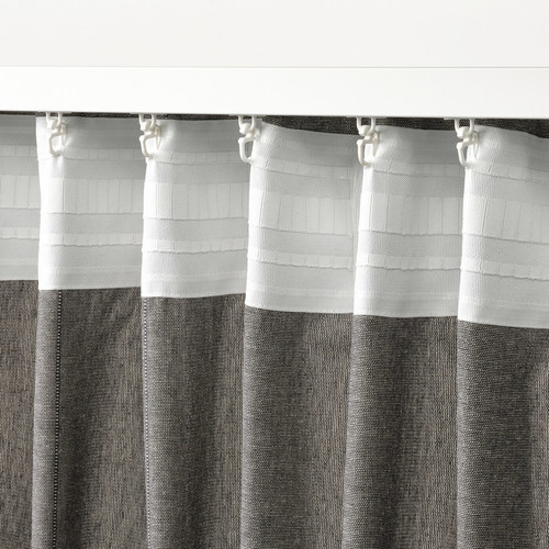 LENDA Curtains with tie-backs, 1 pair, dark grey, 140x300 cm