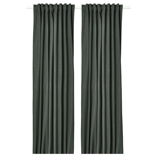 ROSENMANDEL Block-out curtains, 1 pair, dark green, 135x300 cm