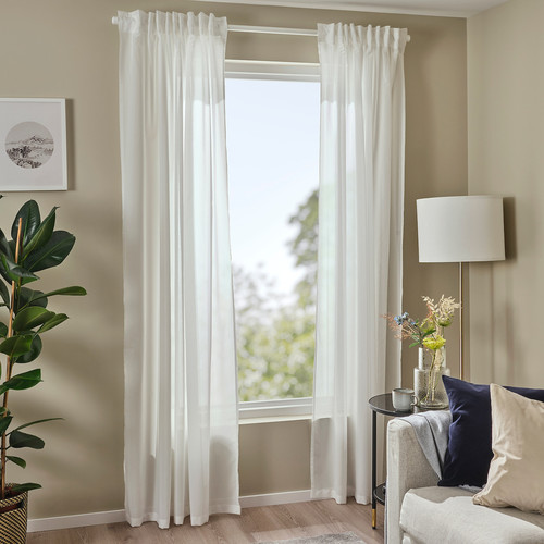 ROSENROBINIA Sheer curtains, 1 pair, white, 145x300 cm