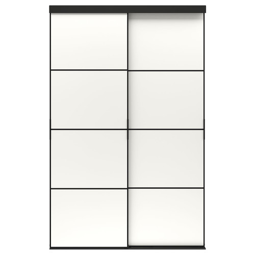 SKYTTA / MEHAMN Sliding door combination, black/double sided white, 152x240 cm