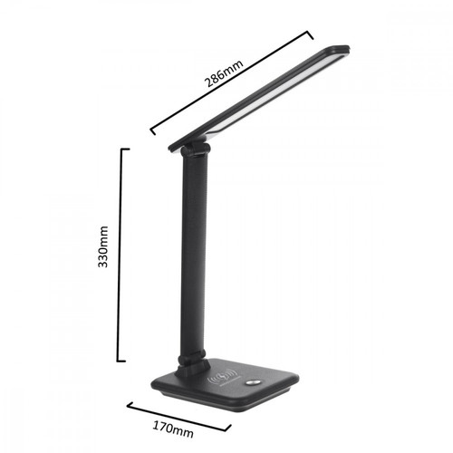 MacLean LED Desk Lamp 9W Qi Charger MCE616B, black